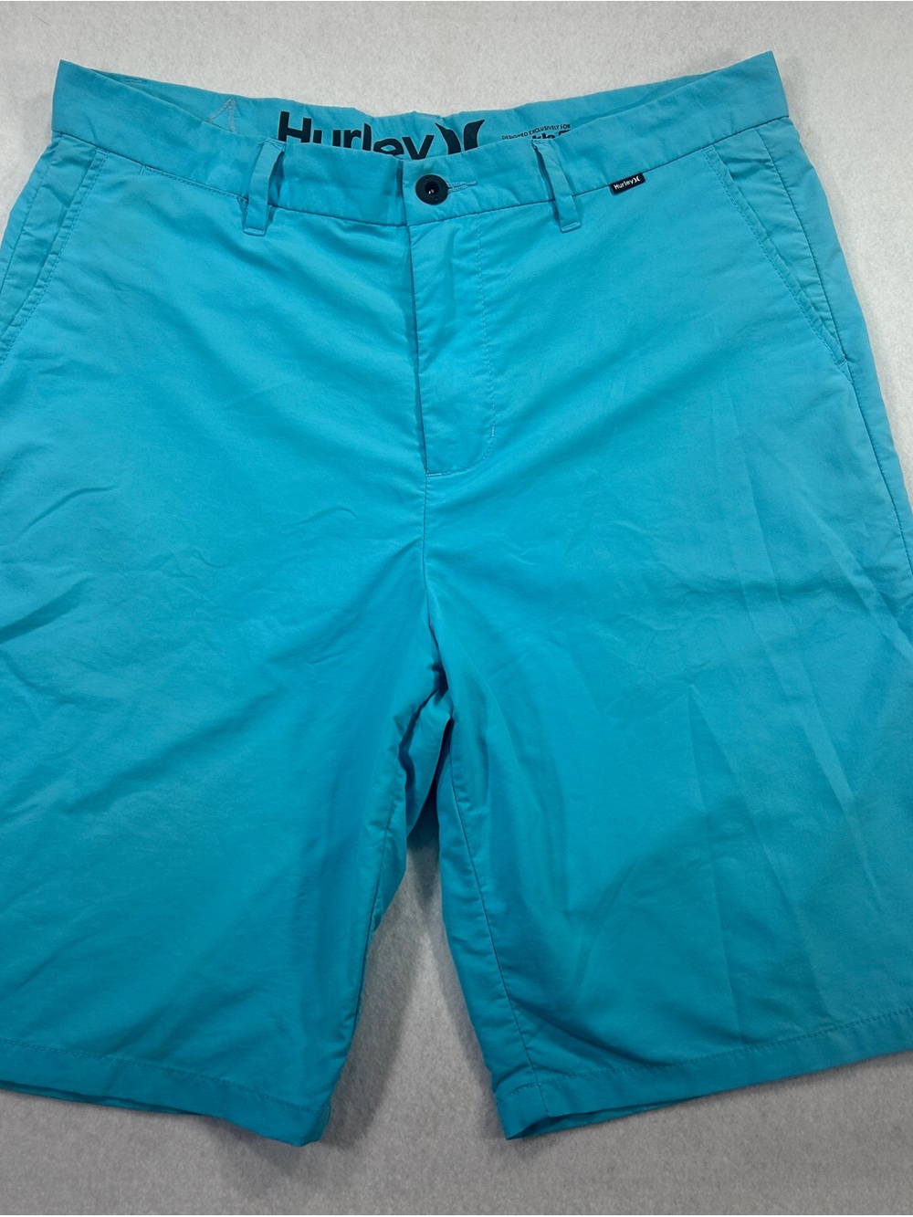 Hurley Men's Bright Teal Flat-Front Casual Shorts